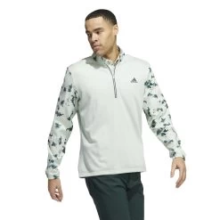 Adidas Splatter Print 1/4-Zip Golf Mid Layer HN7174 -Elite Golf Shop HN7174 6 APPAREL OnModel WalkingView white