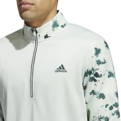 Adidas Splatter Print 1/4-Zip Golf Mid Layer HN7174 -Elite Golf Shop HN7174 7 APPAREL OnModel DetailView1 white